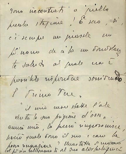 Lettera manoscritta autografa, firmata, indirizzata alla scrittrice Elda Bossi, stesa …
