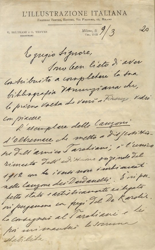 Lettera manoscritta autografa, firmata, stesa su due facciate, su carta …