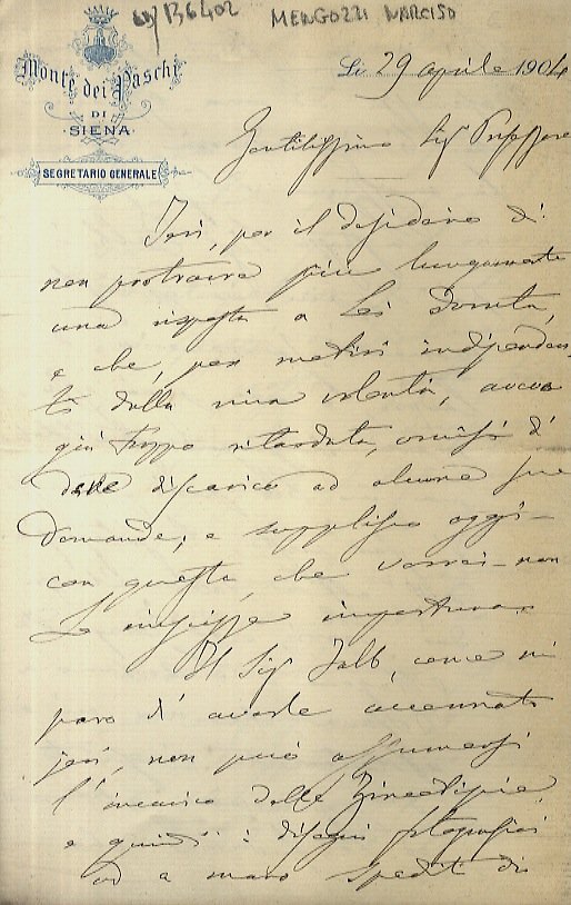 Lettera manoscritta autografa, firmata, stesa su quattro facciate, su carta …