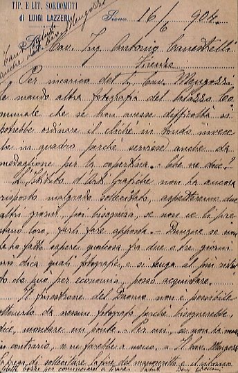 Lettera manoscritta autografa, firmata, stesa su una facciata d'un biglietto …