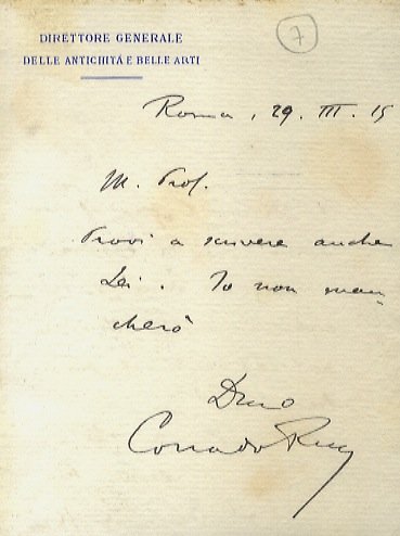 Lettera manoscritta autografa, su una facciata (foglio di piccolo formato … | Immagine principale