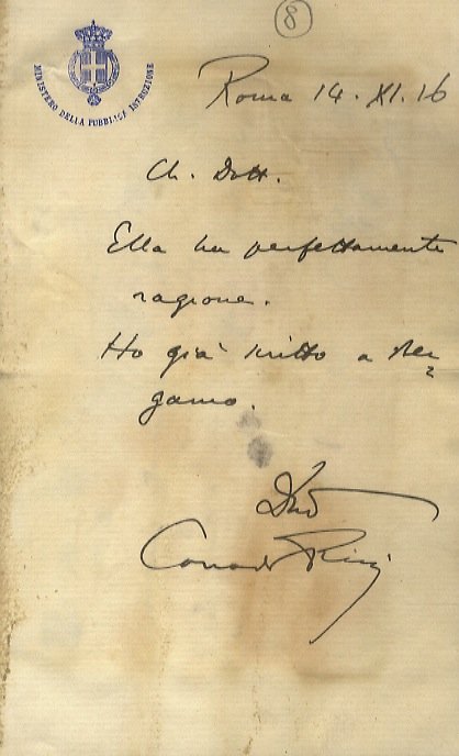 Lettera manoscritta autografa, su una facciata (foglio di piccolo formato … | Immagine principale