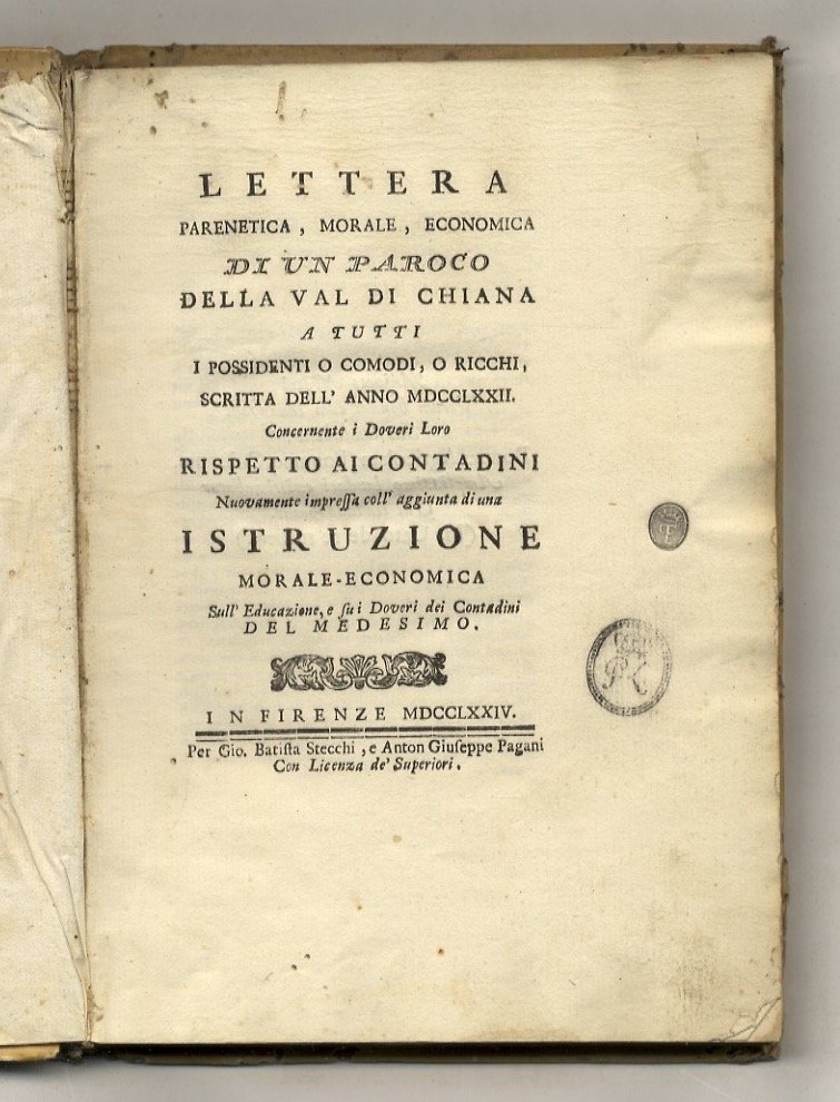 Lettera parenetica, morale, economica di un paroco della Val di …