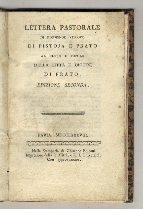 Lettera pastorale di Monsignor Vescovo di Pistoja e Prato al … | Immagine principale