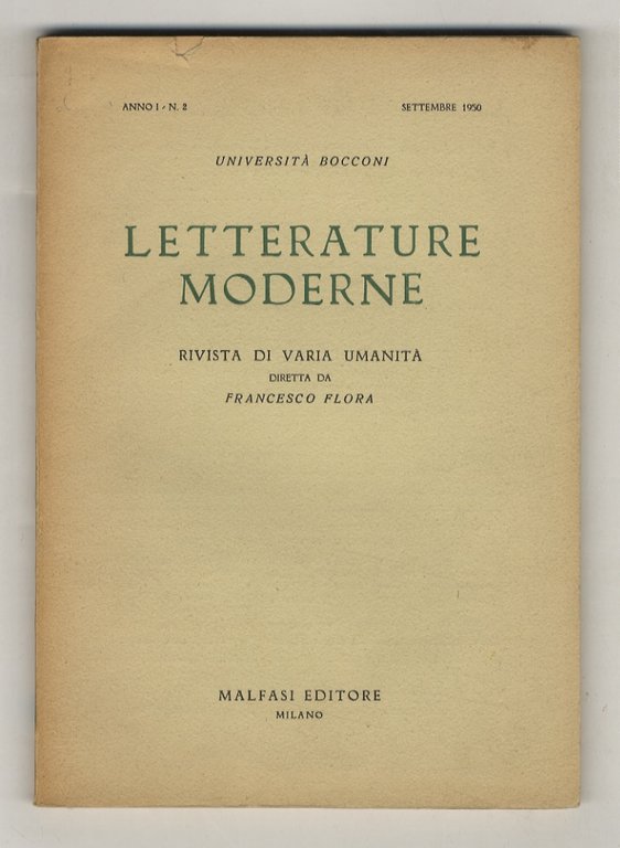 Letterature moderne. Rivista di varia umanità diretta da Francesco Flora. …