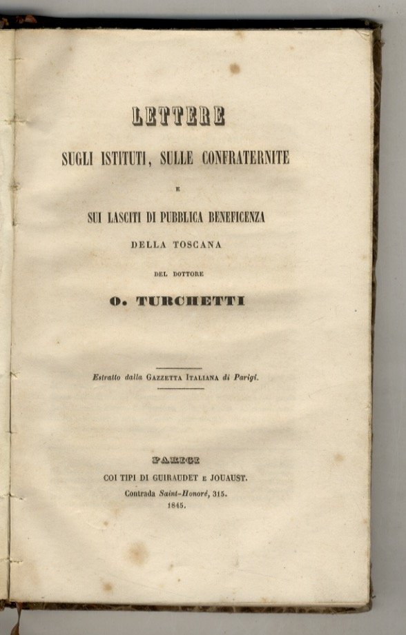 Lettere sugli istituti, sulle confraternite e sui lasciti di pubblica …