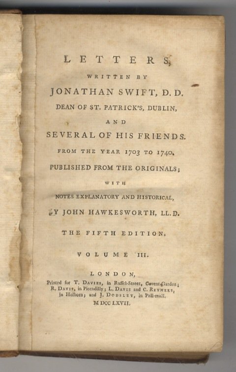 Letters, written by Jonathan Swift, D.D. Dean of St. Patrick's, …