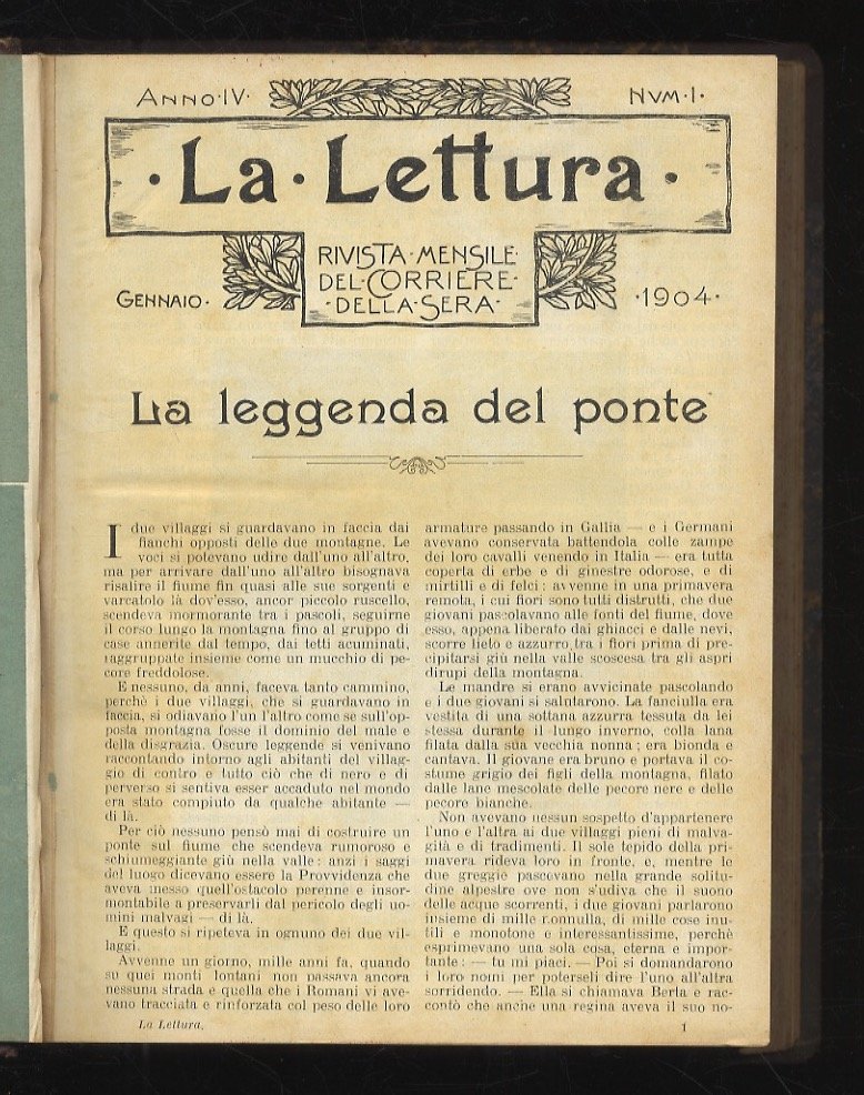 LETTURA (LA). Rivista mensile del Corriere della Sera. Anno IV. …