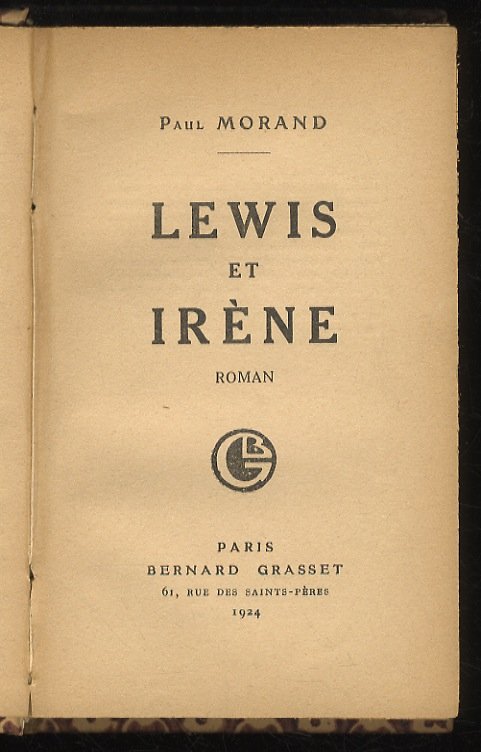 Lewis et Irène. Roman.