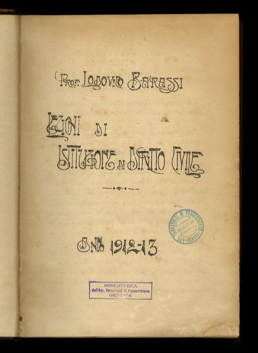 Lezioni di istituzione di diritto civile. Anno 1912-13.