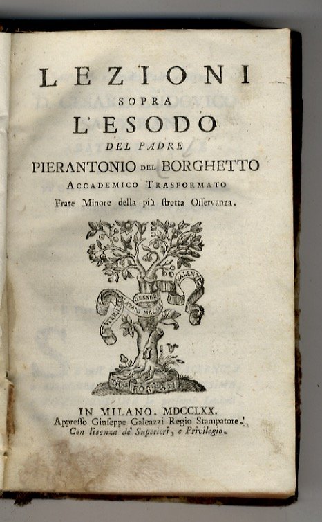 Lezioni sopra l'Esodo del padre Pierantonio del Borghetto Accademico Trasformato … | Immagine principale