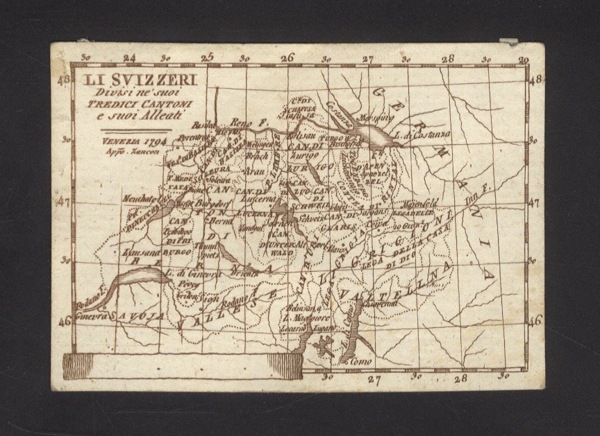 Li Svizzeri divisi ne' suoi tredici cantoni e suoi alleati.