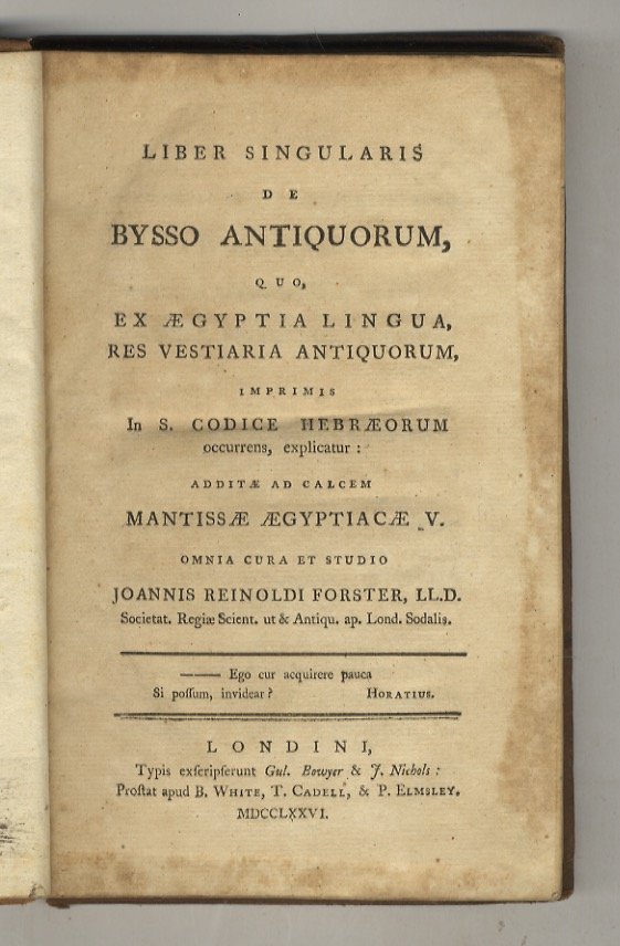 Liber singularis de bysso quo, ex Aegyptia lingua, res vestiaria …