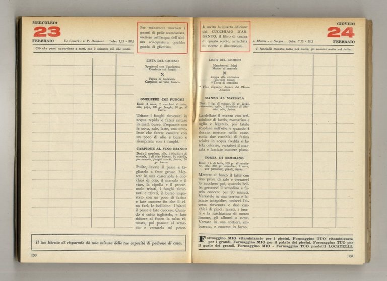 Libro di casa Domus. 1955. [Ricette di cucina].