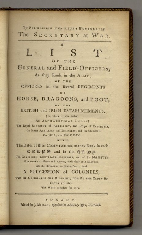 List (A) of the General and Field-officers, as They Rank …