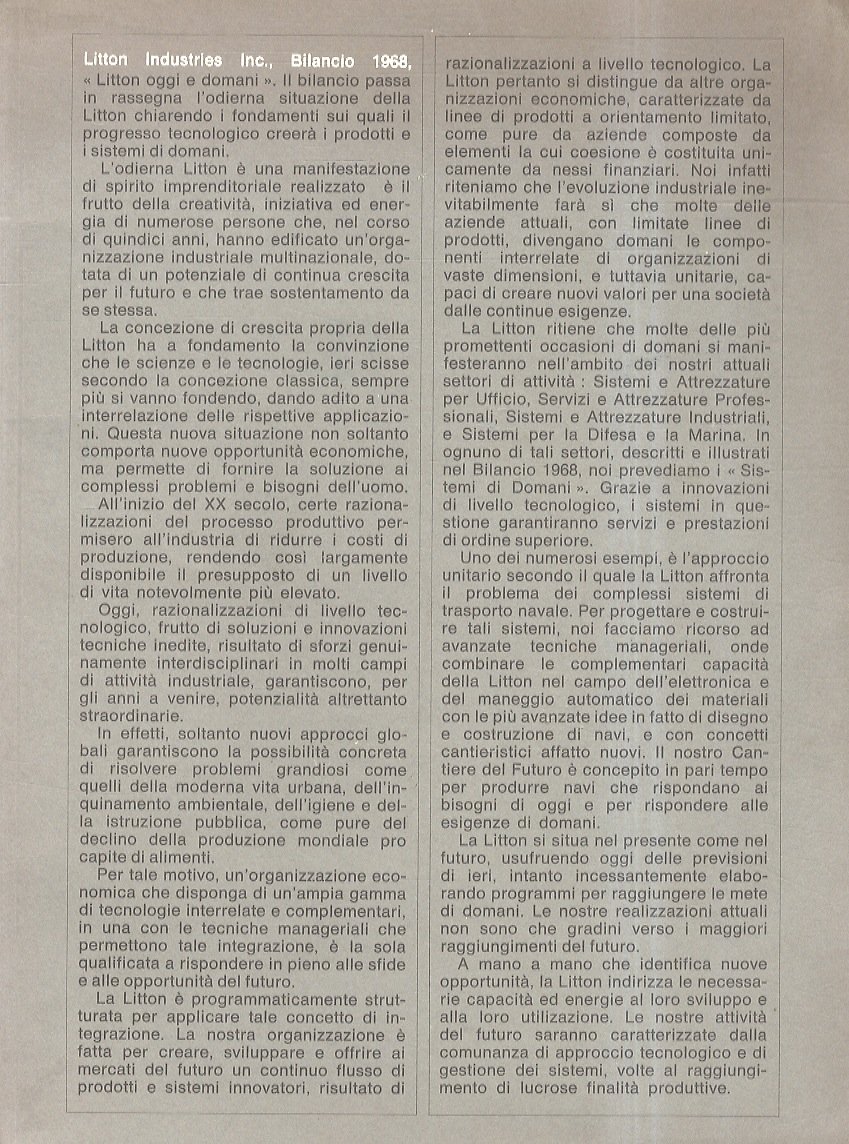 LITTON Industries Inc. Bilancio 1968.