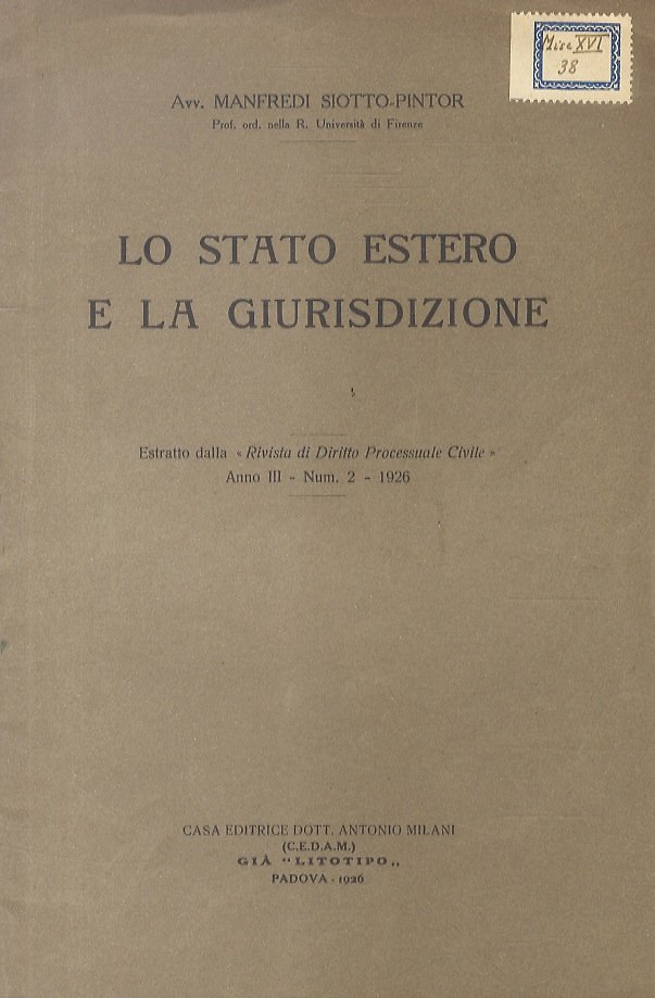 Lo Stato estero e la giurisdizione. Unito: Quelques aperçus sur …
