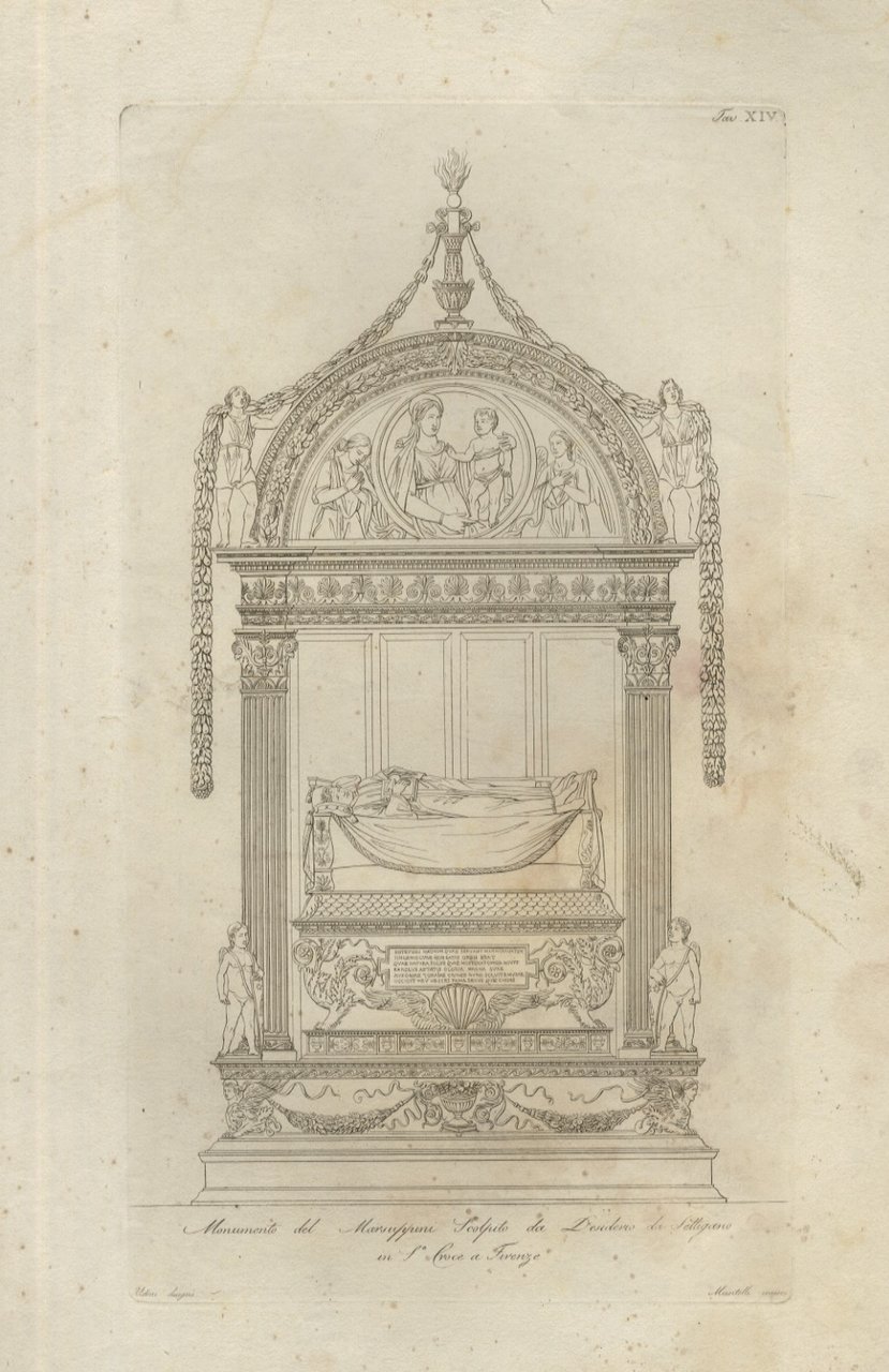 Lotto di dieci incisioni in rame "a contorno", raffiguranti sculture …