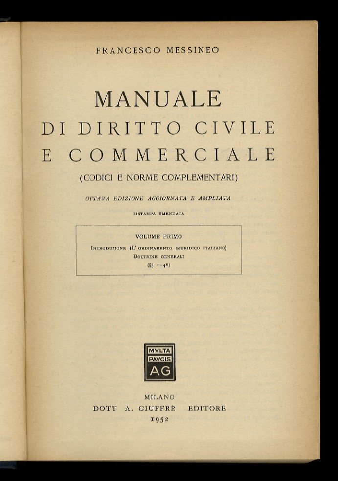 Manuale di diritto civile e commerciale. Articoli 1-211 + Indici. … | Immagine principale