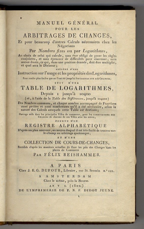 Manuel général pour les arbitrages de changes, et pour beaucoup …