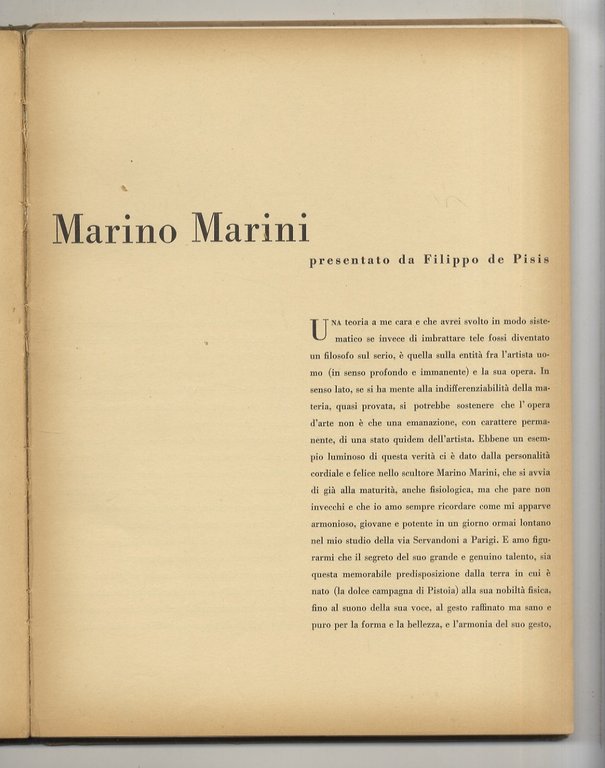 Marino Marini presentato da Filippo de Pisis.