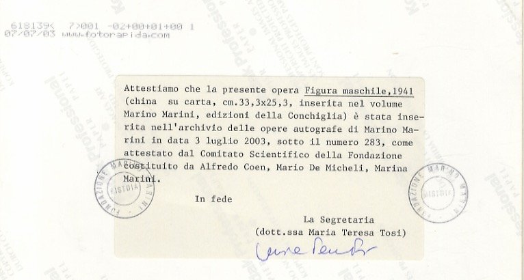 Marino Marini presentato da Filippo de Pisis.