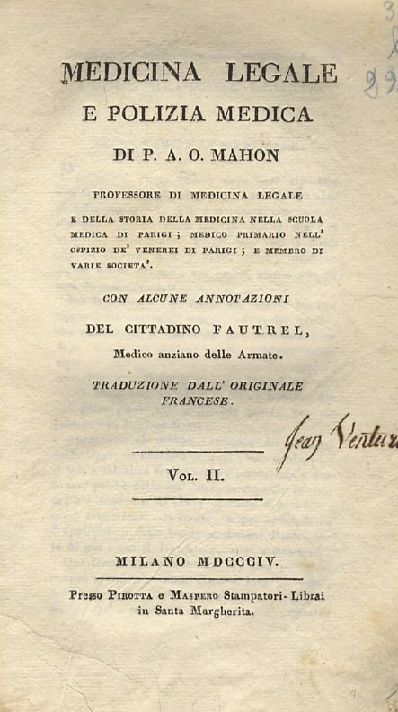 Medicina legale e polizia medica di P.A.O. Mahon [.] Con …