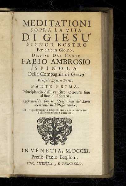 Meditationi sopra la vita di Giesù signor nostro per ciascun …