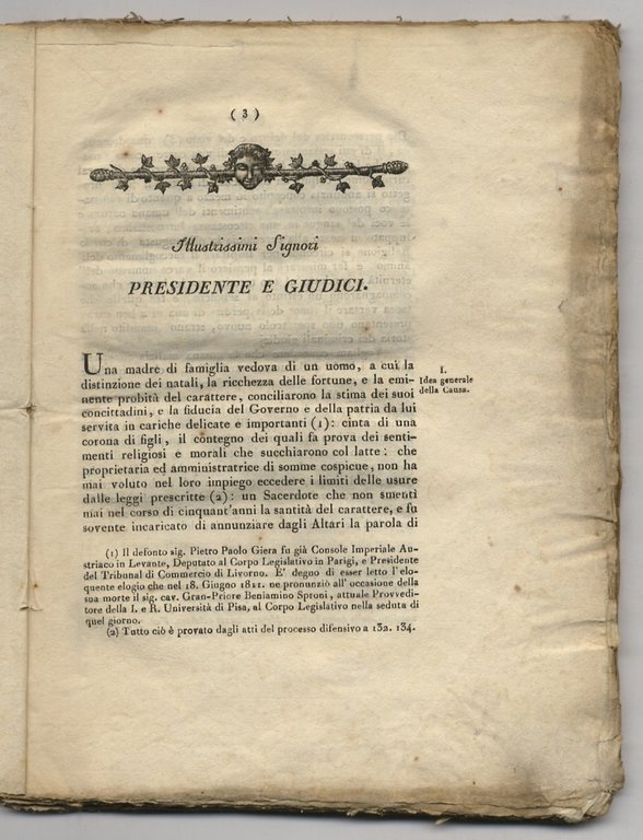 Memoria per la Signora Carolina Bartoletti vedova Giera, Sacerdote Sig. …