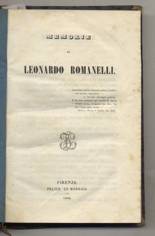 Memorie. (Unito:) Documenti a difesa di Leonardo Romanelli nella causa … | Immagine Gallery 2