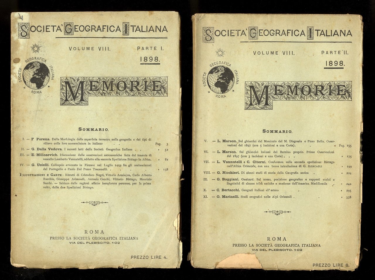 Memorie. Volume VIII. Parte I [-Parte II]. 1898.