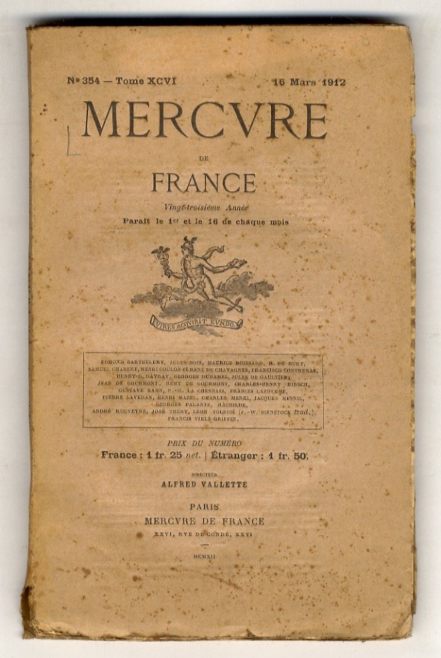 Mercure de France. N. 354. Tome XCVI. 16 Mars 1912.