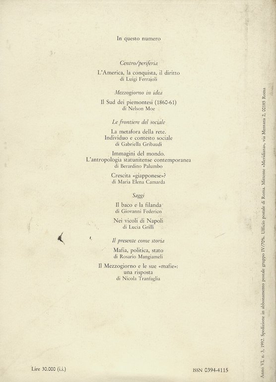 MERIDIANA. Rivista di storia e scienze sociali. 15. Settembre 1992. … | Immagine Gallery 2