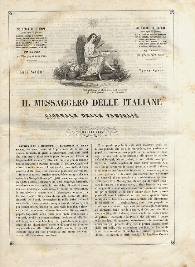 MESSAGGERO (IL) delle italiane. Giornale delle famiglie. Anno settimo, 1847: …