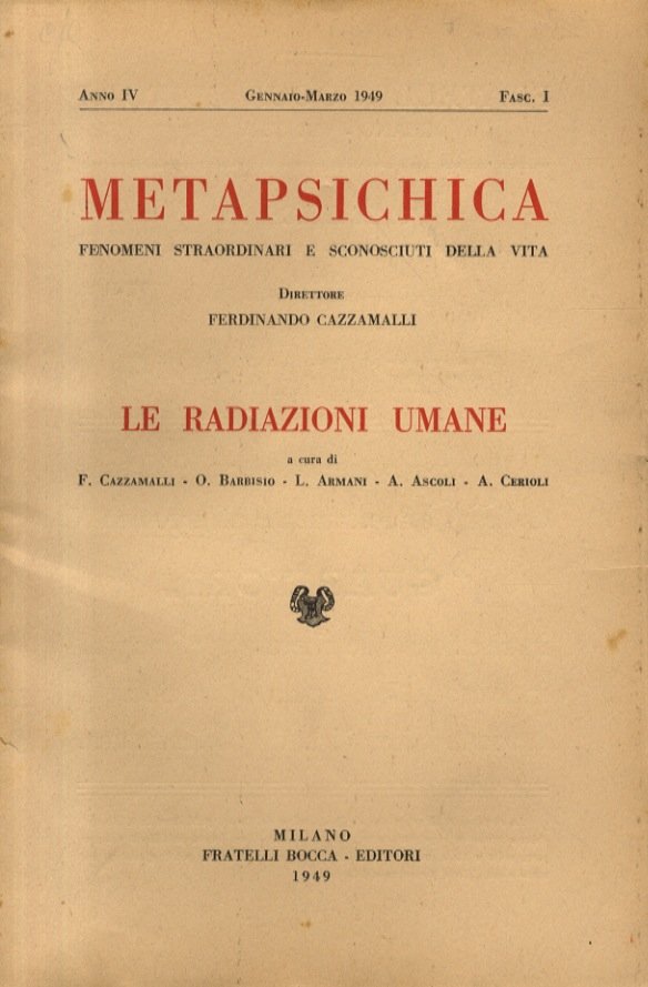METAPSICHICA. Fenomeni straordinari e sconosciuti della vita. Direttore: Ferdinando Cazzamalli. … | Immagine principale