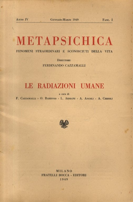 METAPSICHICA. Fenomeni straordinari e sconosciuti della vita. Direttore: Ferdinando Cazzamalli. … | Immagine Gallery 1