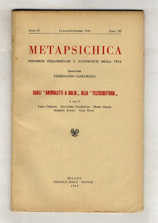 METAPSICHICA. Fenomeni straordinari e sconosciuti della vita. Direttore: Ferdinando Cazzamalli. … | Immagine Gallery 4