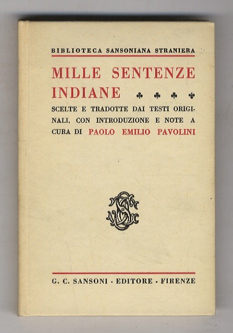 MILLE sentenze indiane. Scelte e tradotte dai testi originali. Con …