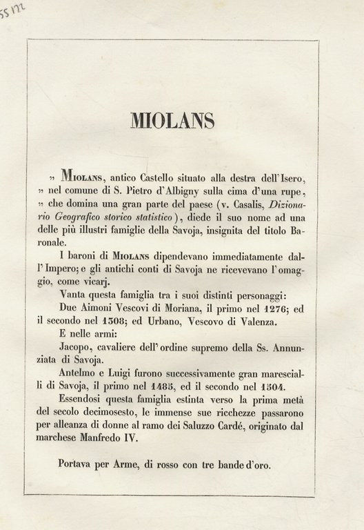 MIOLANS di Savoia.