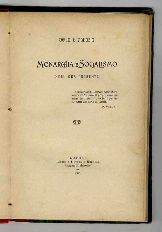 Monarchia e socialismo nell'ora presente. | Immagine principale