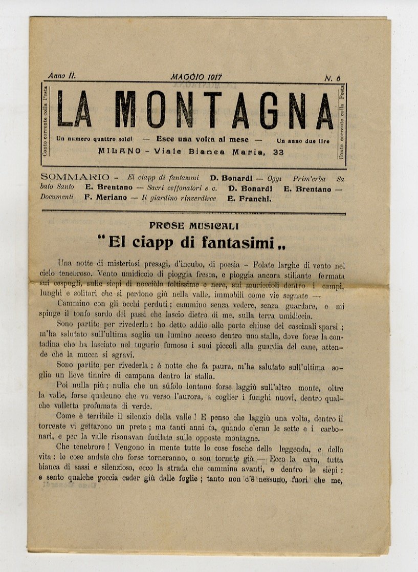 Montagna (La). Un numero quattro soldi. Esce una volta al …