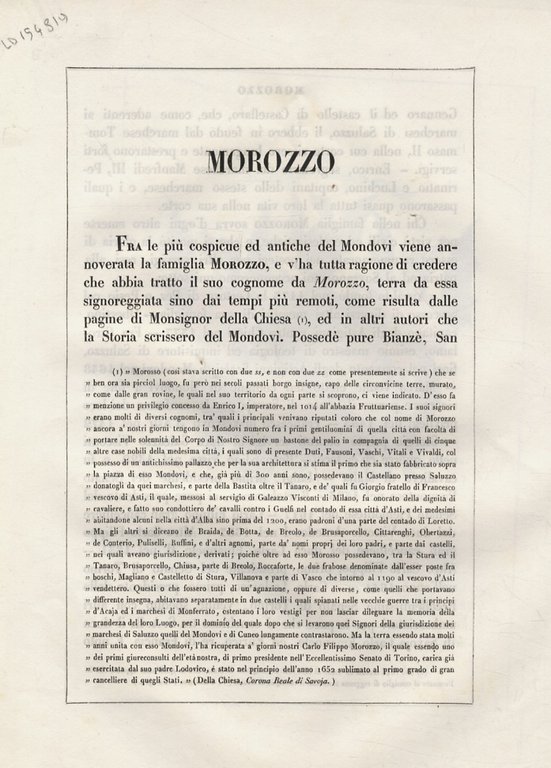 MOROZZO di Mondovì.
