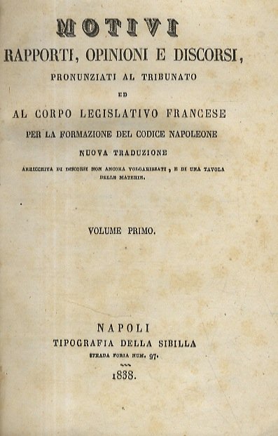 MOTIVI, rapporti, opinioni e discorsi, pronunziati al Tribunato ed al … | Immagine principale