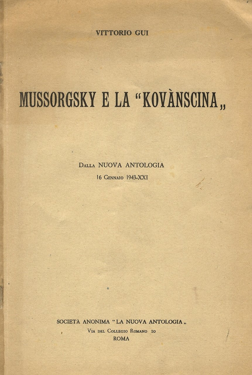 Mussorgsky e la “Kovanscina”.