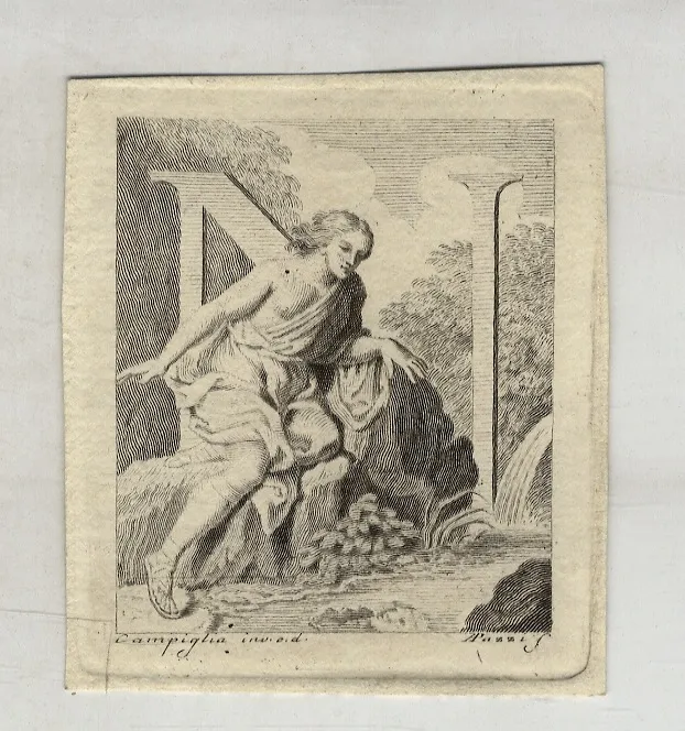 N. Iniziale figurata incisa in rame.