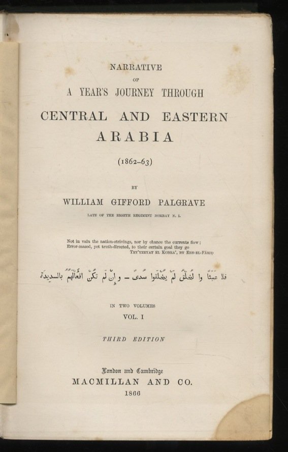 Narrative Of A Year's Journey Through Central And Eastern Arabia …