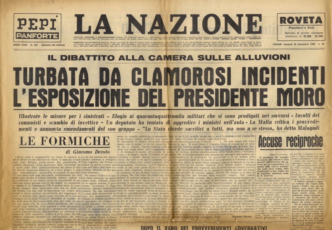 NAZIONE (LA). Anno CVIII. N. 261. Edizione del mattino. Venerdì …