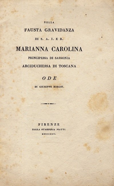 Nella fausta gravidanza di S.A.I. e R. Marianna Carolina principessa …