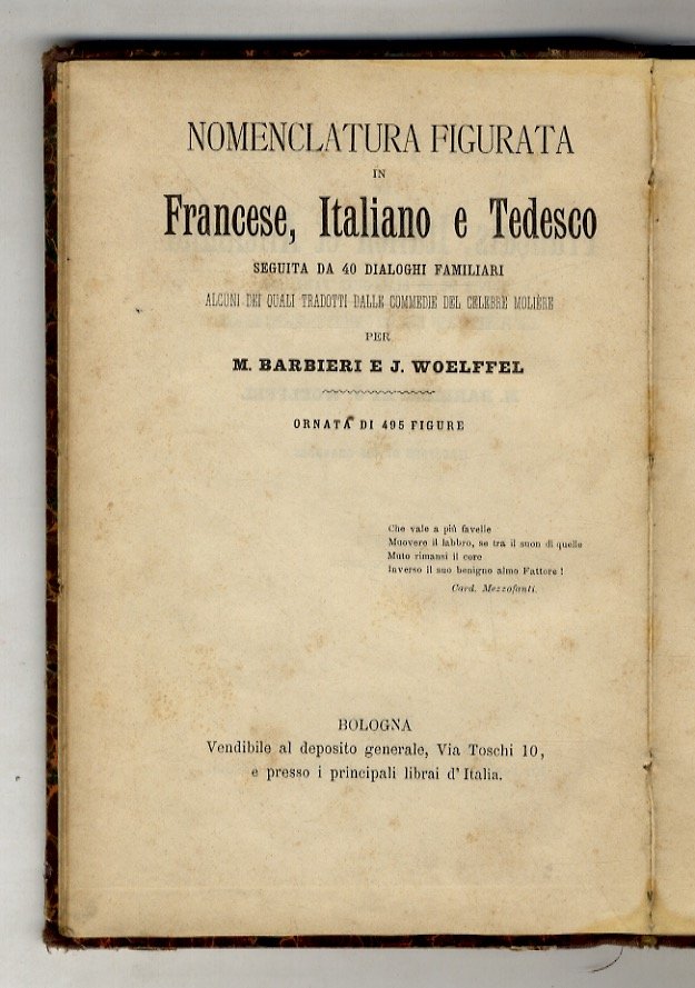 Nomenclatura figurata in francese, italiano e tedesco. Seguita da 40 …