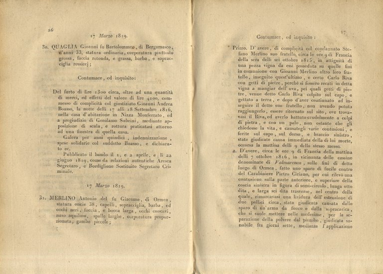 Nota de' banditi, che il reale Senato di Piemonte ha …